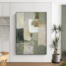 Load image into Gallery viewer, Green - Beige - White Abstract Minimalist Art, Perfect for Modern Office &amp; Contemporary Hallway LargeART2052
