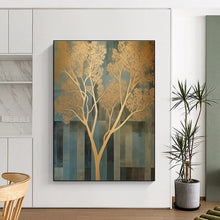 Load image into Gallery viewer, Golden Tree on Blue Acrylic for Luxury Home &amp; Corporate Lobby LargeART0827

