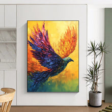 Load image into Gallery viewer, “Colorful Flying Phoenix” - Expressive Bird Art on Canvas DKH1656
