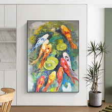 Load image into Gallery viewer, Colorful Koi Fish Pond Abstract Art - Great for Bathroom &amp; Garden Room LargeART2351

