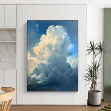 Load image into Gallery viewer, “Fluffy Clouds in Blue Sky” - Impressionistic Abstract Acrylic, Ideal for Bedroom and Home Office DTP006
