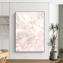 Load image into Gallery viewer, “Blush Blossom Cloud” - Pastel Pink and White Floral Abstraction, Abstract Painting on Canvas DKH1088
