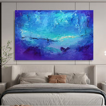 Load image into Gallery viewer, Blue Abstract Painting on Canvas - “Ocean Depths” DKH720
