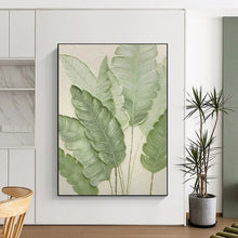 Load image into Gallery viewer, Textured Green Leaves Abstract Painting, Ideal for Modern Kitchen &amp; Bohemian Bathroom LargeART1876
