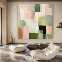 Load image into Gallery viewer, Large - Scale Hand - painted Pastel Geometric Blocks Acrylic Art for Soft - Toned Living Rooms LargeART0174
