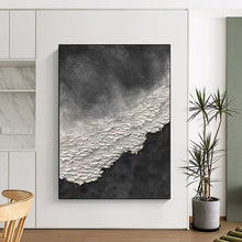 Load image into Gallery viewer, “Black and White Textured Cliff” – Thick, white textured “cliff” against a dark gray background. DTP339
