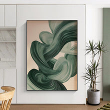 Load image into Gallery viewer, Green - Toned Flowing Ribbons Abstract Art, Suited for Modern Living Room &amp; Creative Studio LargeART1928
