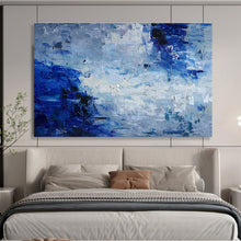 Load image into Gallery viewer, Blue - Gray Abstract “Misty Horizon” Painting on Canvas, Calm Landscape Art DKH851
