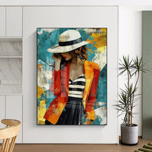 Load image into Gallery viewer, Stylish Abstract Figure Painting, Retro - Inspired Color Block Art for Fashion Boutique &amp; Mid - Century Living Room LargeART2191
