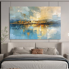 Load image into Gallery viewer, Hand - Painted Abstract Cityscape Reflection Acrylic Art for Urban Loft Living LargeART1640
