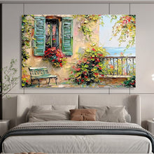 Load image into Gallery viewer, Mediterranean Balcony Abstract Painting on Canvas - “Coastal Retreat” DKH692
