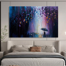Load image into Gallery viewer, Rainy Night “Colorful Downpour” Painting on Canvas, Romantic Weather Art DKH876
