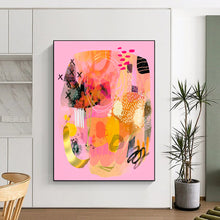 Load image into Gallery viewer, Pink &amp; Gold Abstract Extravaganza, Ideal for Glamorous Dressing Room &amp; Luxury Dining Area LargeART2009
