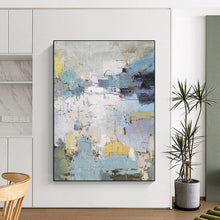 Load image into Gallery viewer, “Abstract Landscape Hues” ，Muted blues, grays, yellows, and hints of red, with a fragmented, abstract composition. DTP312
