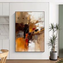 Load image into Gallery viewer, Warm Toned Abstract Cityscape Acrylic Art - Ideal for Industrial - style Loft &amp; Cozy Library LargeART0598

