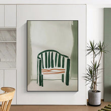 Load image into Gallery viewer, Green - Striped Chair Abstract Painting, Suited for Eclectic Kitchen &amp; Cozy Reading Nook LargeART2028
