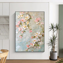 Load image into Gallery viewer, Pastel - Toned Textured Flower Abstract Painting, Ideal for Feminine Bedroom &amp; Charming Breakfast Nook LargeART2067
