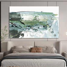Load image into Gallery viewer, Green and Gray Abstract Fusion Abstract acrylic painting DLZ139

