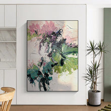 Load image into Gallery viewer, “Impasto Floral Bouquet” – Textured Flower Oil Painting with Pink &amp; Green Hues DTP271
