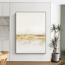 Load image into Gallery viewer, “White and Gold Minimalist Abstract” - Luxe Abstract Art on Canvas DKH1538
