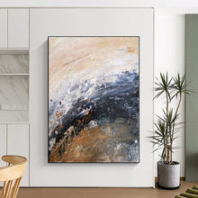 Load image into Gallery viewer, Hand - painted Large - sized Earth - Toned Abstract Wave Acrylic Art for Rustic Home Offices LargeART0009
