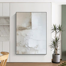 Load image into Gallery viewer, “Textured White - Beige Layers” Abstract Minimalist Painting on Canvas, Calming Home Accent DKH977
