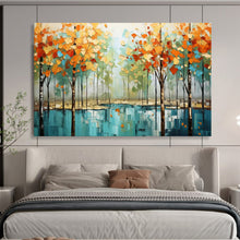 Load image into Gallery viewer, Autumn Forest Reflection Large - scale acrylic painting DLZ163
