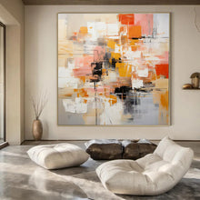 Load image into Gallery viewer, Warm Tones Abstract Cityscape Painting, Perfect for Industrial Loft &amp; Urban - Chic Bedroom LargeART1391
