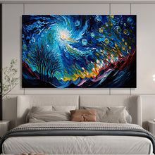 Load image into Gallery viewer, Starry Night “Swirling Cosmos” Painting on Canvas, Ethereal Celestial Art DKH885
