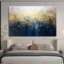 Load image into Gallery viewer, Golden Forest Canopy on Blue Abstract acrylic painting DLZ048
