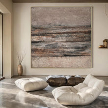 Load image into Gallery viewer, Hand - painted Extensive Brown - Gray Textured Stripes Acrylic Art for Industrial - Style Lounges LargeART0118
