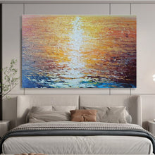 Load image into Gallery viewer, Golden Sunset Seascape Abstract Painting on Canvas - “Sunset Gleam” DKH637
