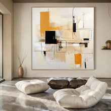 Load image into Gallery viewer, Orange &amp; Black Geometric Abstract Painting, Perfect for Bold Home Office &amp; Stylish Dining Room LargeART1461
