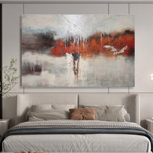 Load image into Gallery viewer, Abstract Landscape Painting with Gray, Red, and White for Modern Art Space &amp; Thoughtful Library DKH299
