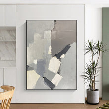 Load image into Gallery viewer, “Grey - Toned Geometric Abstract” - Minimalist Abstract Art on Canvas DKH1586
