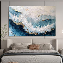 Load image into Gallery viewer, Textured Sea Wave Painting with Gold a Highlight for the Bedroom or Living Room LargeART1604
