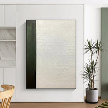 Load image into Gallery viewer, “Textured Script and Green Panel” - Green, White Abstract Art on Canvas DKH1181
