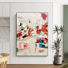 Load image into Gallery viewer, Custom Large Red - Accented Textured White Abstract - Perfect for Modern Dining Room &amp; Art - Centric Penthouse LargeART0731
