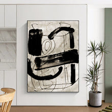 Load image into Gallery viewer, “Ink Abstraction” - Black, gray, dynamic brushstrokes on light background DTP169
