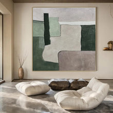 Load image into Gallery viewer, Green &amp; Gray Geometric Abstract Painting, Ideal for Minimalist Living Room &amp; Modern Office LargeART1434
