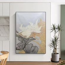 Load image into Gallery viewer, Black, White &amp; Gold Line - Drawn Flower Art, Suited for Elegant Dining Room &amp; Minimalist Bedroom LargeART1958
