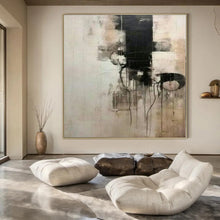 Load image into Gallery viewer, Black and White Drip Abstract Canvas Painting, Ideal for Modern Studio &amp; Industrial - Style Loft LargeART1214
