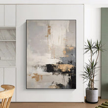 Load image into Gallery viewer, Gray - Gold Abstract Landscape Art for Contemporary Living Room &amp; Art Gallery LargeART0863
