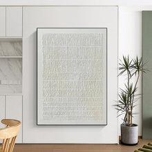 Load image into Gallery viewer, “Textured White Minimalism” - White Abstract Line Art on Canvas DKH1129

