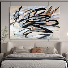 Load image into Gallery viewer, Black and White Expressive Abstract Painting for Modern Studio &amp; Edgy Lounge DKH289
