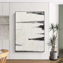 Load image into Gallery viewer, “Minimalist Shadows” – Thin black and gray strokes on textured white, suggesting distant landscapes DTP384
