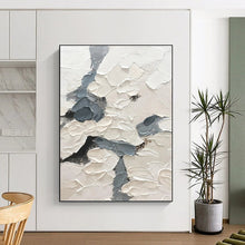 Load image into Gallery viewer, “Textured White and Grey” - White, Grey Abstract Art on Canvas DKH1160

