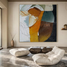 Load image into Gallery viewer, Orange, Green &amp; Blue Abstract Figure Painting, Ideal for Eclectic Living Room &amp; Creative Studio LargeART1457
