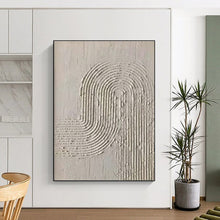 Load image into Gallery viewer, Textured White Curved Lines Acrylic Art - Great for Scandinavian - inspired Nursery &amp; Zen Meditation Space LargeART0596
