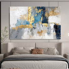 Load image into Gallery viewer, Blue - Gray - Gold Abstract Painting On Canvas DKH344
